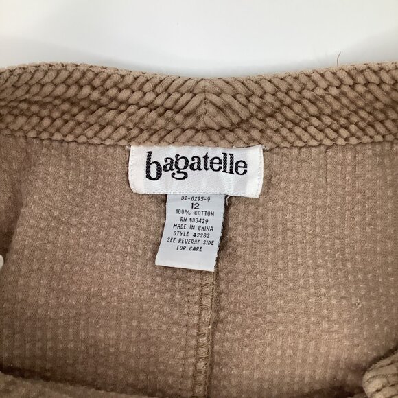 Vintage Tan Corduroy Button-Accent Mini Skirt Size 12 Bagatelle Preppy Skater - Picture 6 of 7